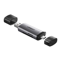 Adapter USB + USB-C UGREEN CM185 czytnik kart SD + microSD (szary)